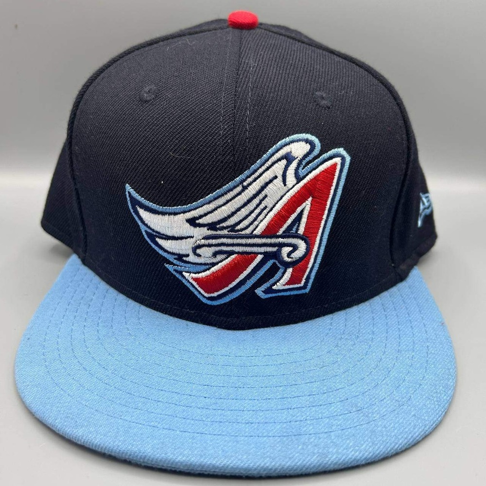 Los Angeles LA Angels Hat Men‎ 7 3/8 Black Blue 59Fifty New Era Fitted Cap